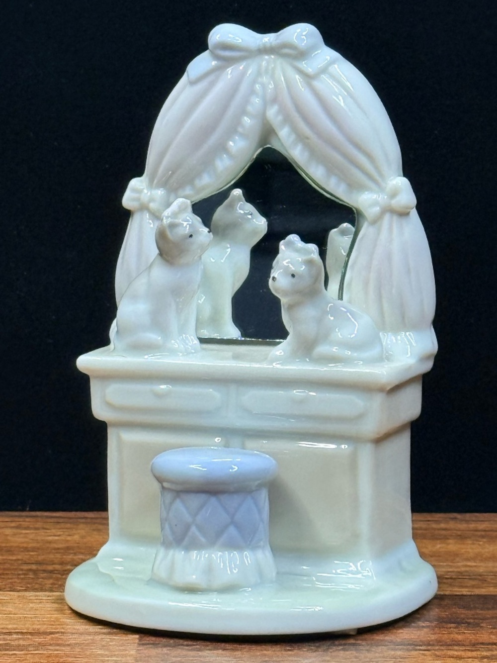 Two Cats Sitting on Vanity Figurine